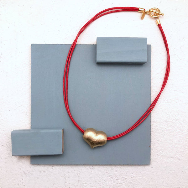 LOVIE RED| שרשרת תליון לב בציפוי זהב