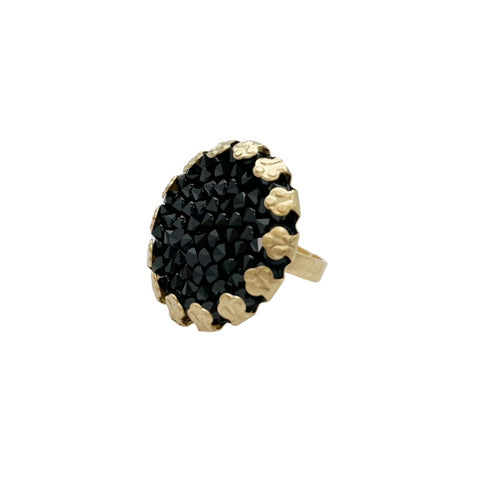 FICO BLACK|טבעת בציפוי זהב וקריסטלים