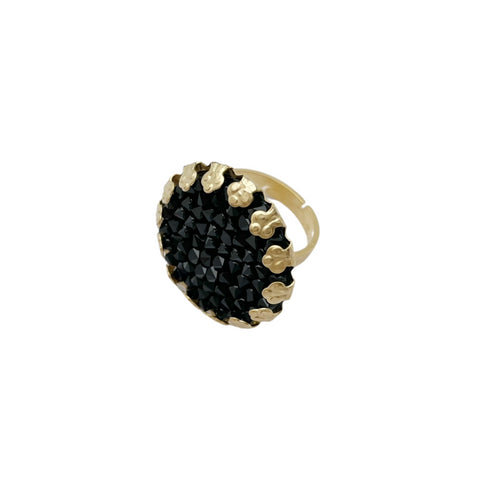 FICO BLACK|טבעת בציפוי זהב וקריסטלים