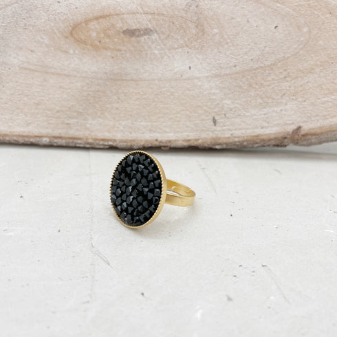ALISA BLACK| טבעת מצופה זהב וקריסטלים