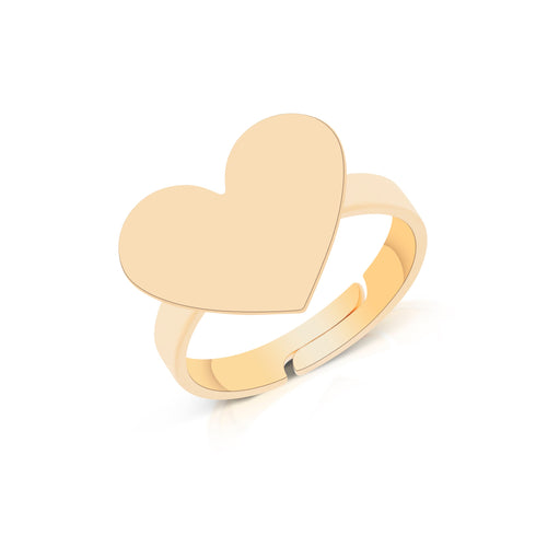 LIBI SET| טבעת לב ועגילים צמודים תואמים בציפוי זהב