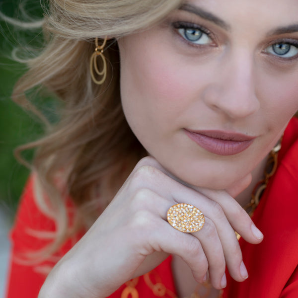 MEIRLIN CHAMPAGNE|טבעת קריסטלים בציפוי זהב