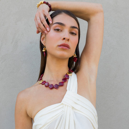 KALA SET RED| סט שרשרת ועגילים
